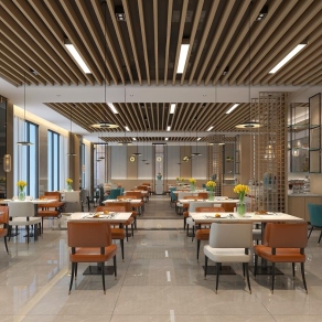 现代自助餐厅3D模型下载